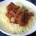 White Spaghetti & Stew with Chicken